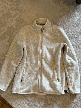 LL Bean Women’s Light Heather Gray Full-Zip Fleece Jacket